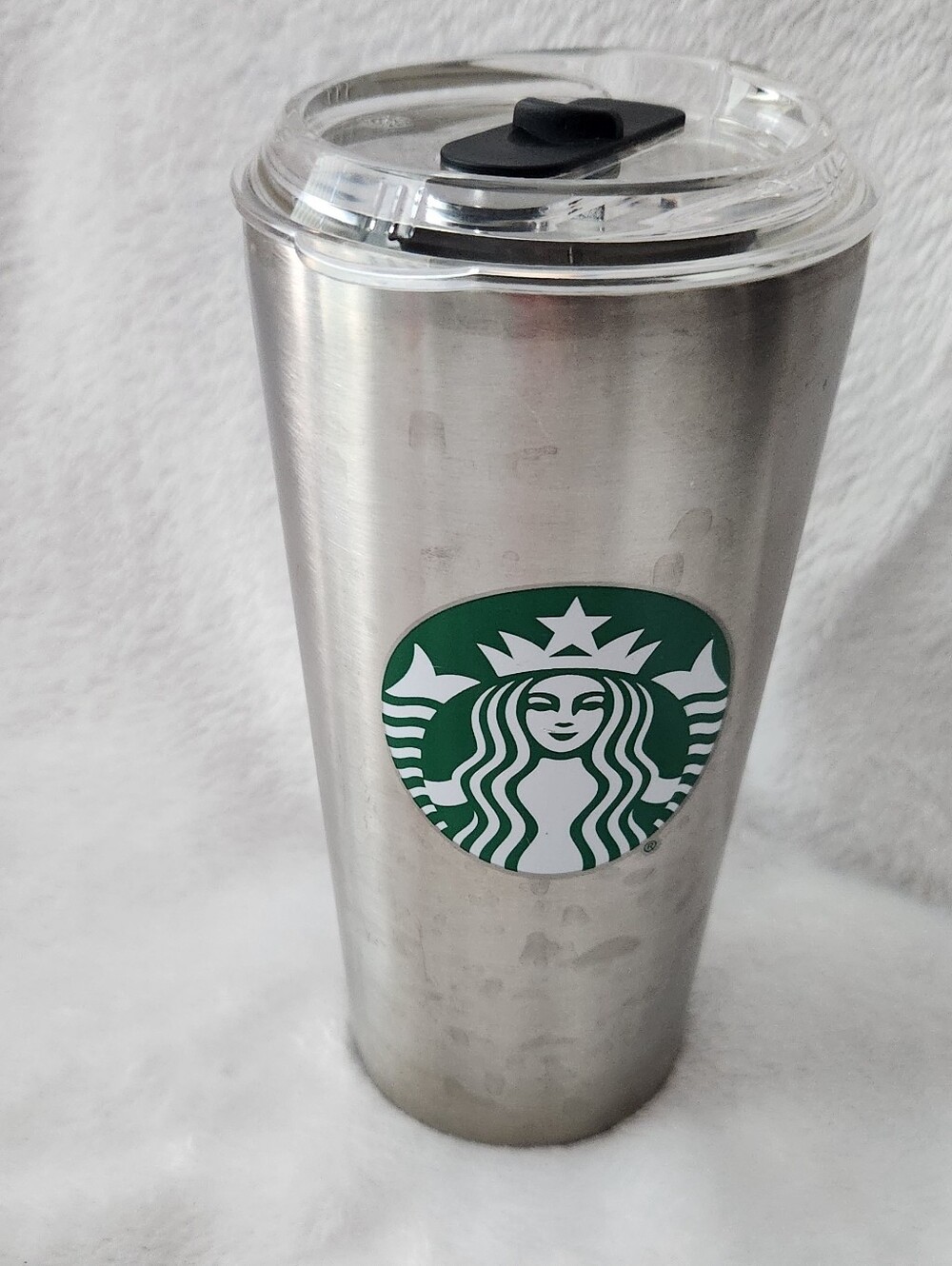 Starbucks Silver Travel Tumbler with Green Logo